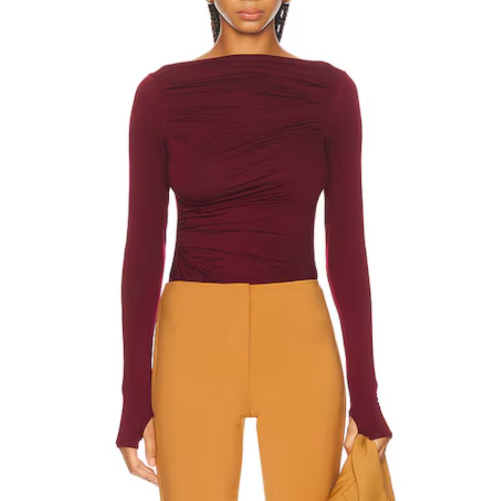 Enza Costa fluid jersey draped boatneck top